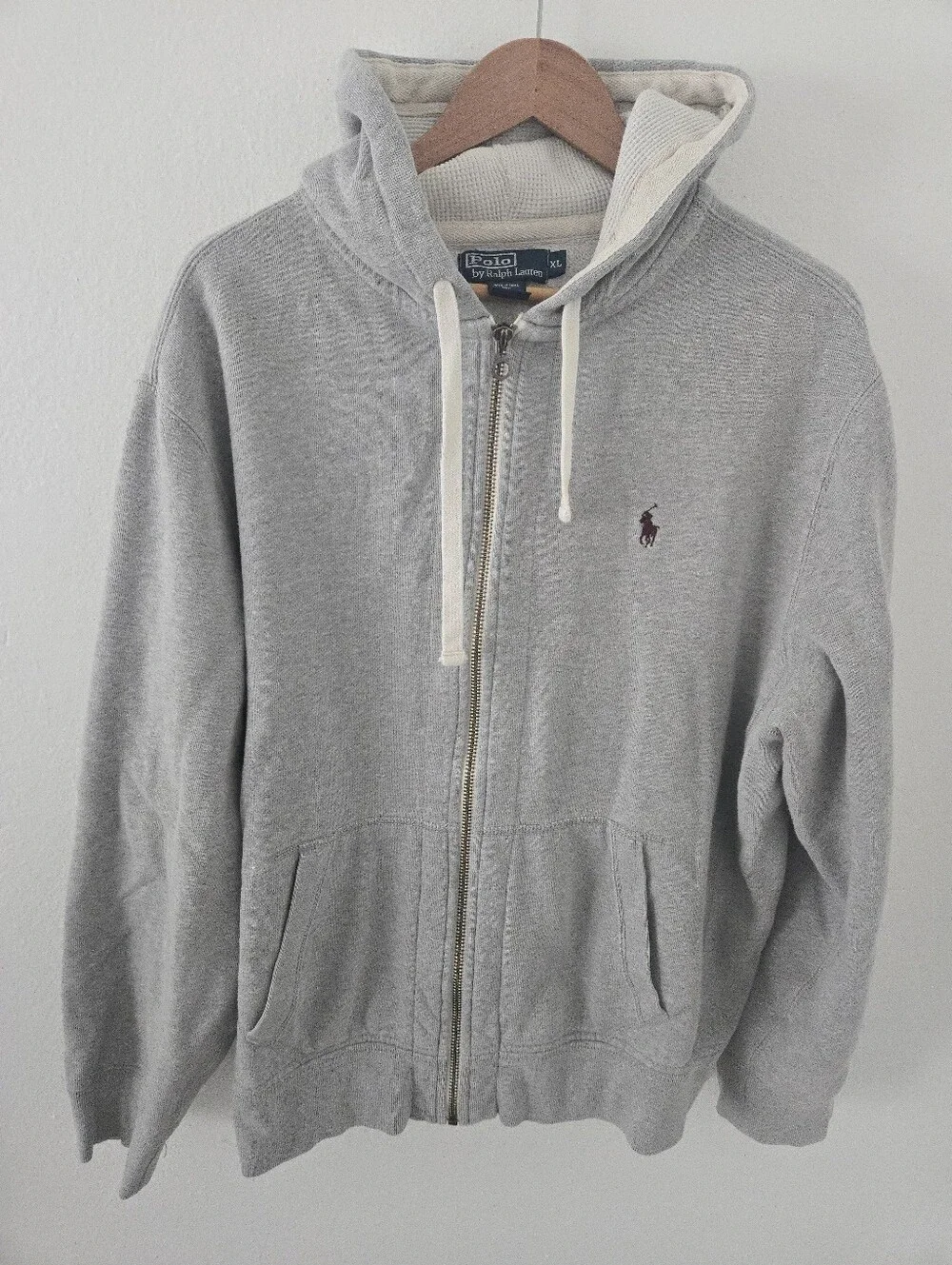 Polo Ralph Lauren Full Zip Hoodie Mens XL Gray Fleece Pony Logo
